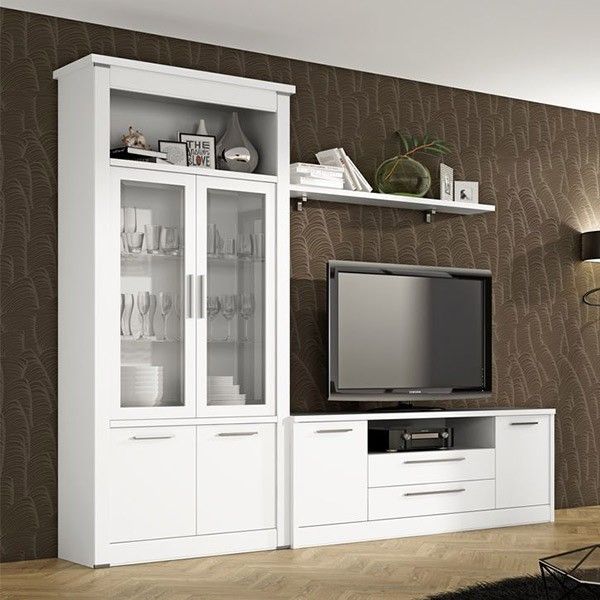Mueble de TV blanco estilo clásico -Palisandro Interiorismo