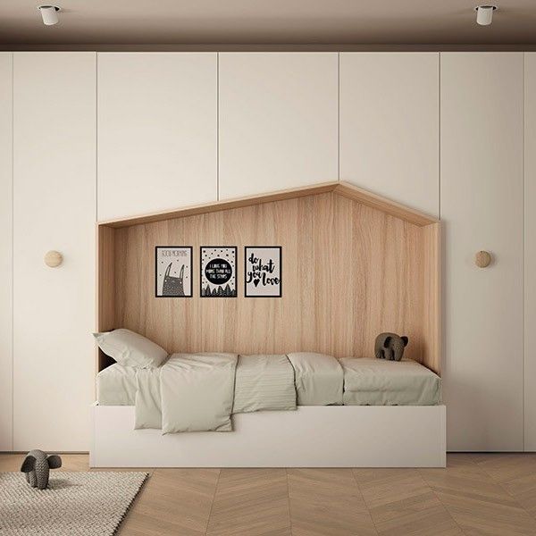 Dormitorio juvenil moderno con armario de rinconera