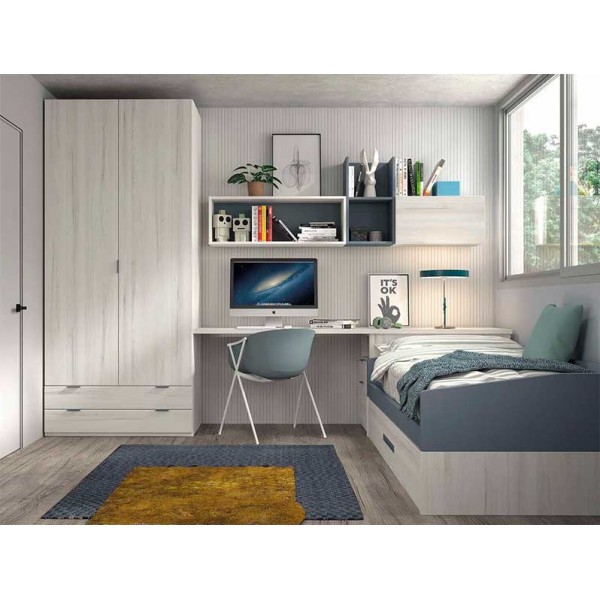 Cama nido y escritorio para habitación juvenil - Muebles ROS
