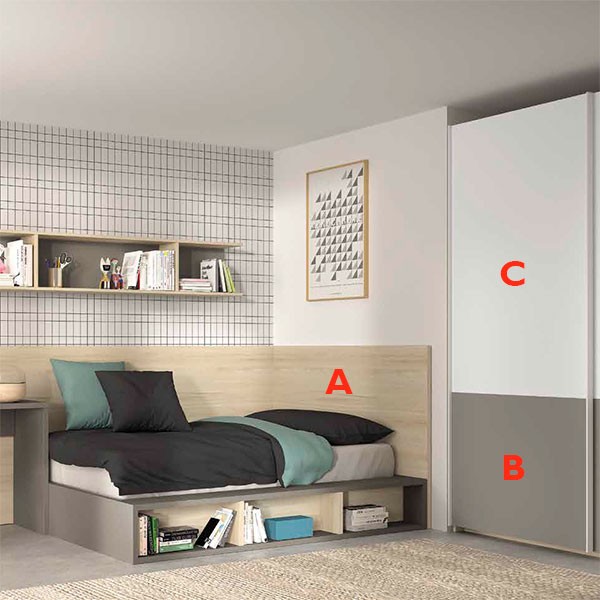 Dormitorio Juvenil F308 | Glicerio Chaves en Muebles Lara