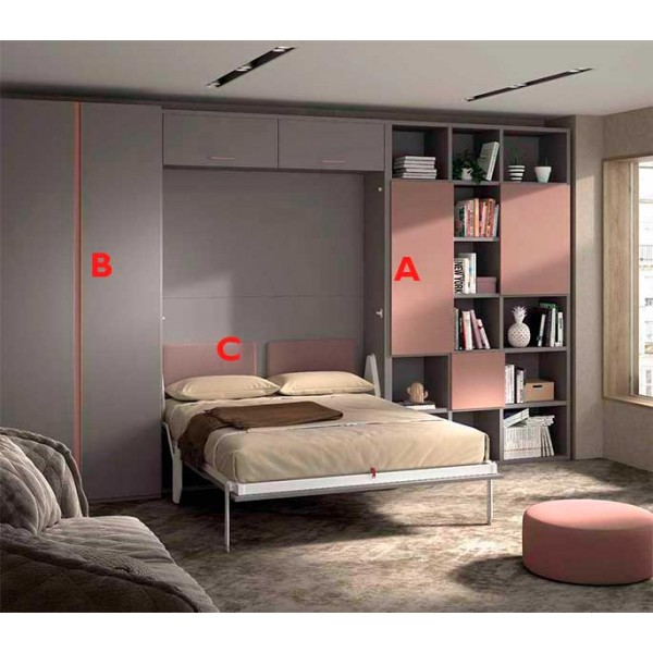 habitación juvenil cama abatible roble y blanco con tirador uñero del  modelo Formas F363 de Glicerio Chaves