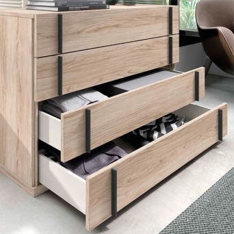 Cómoda de madera moderna para dormitorio, cajón de almacenamiento