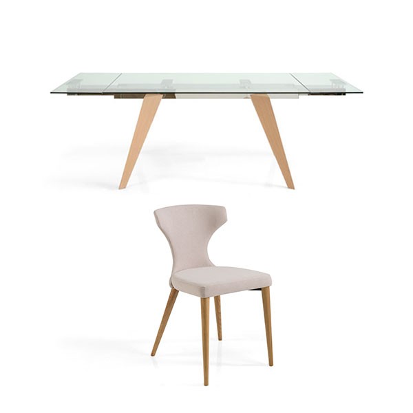 Pack mesa Tavolo cristal extensible con sillas Sophie A
